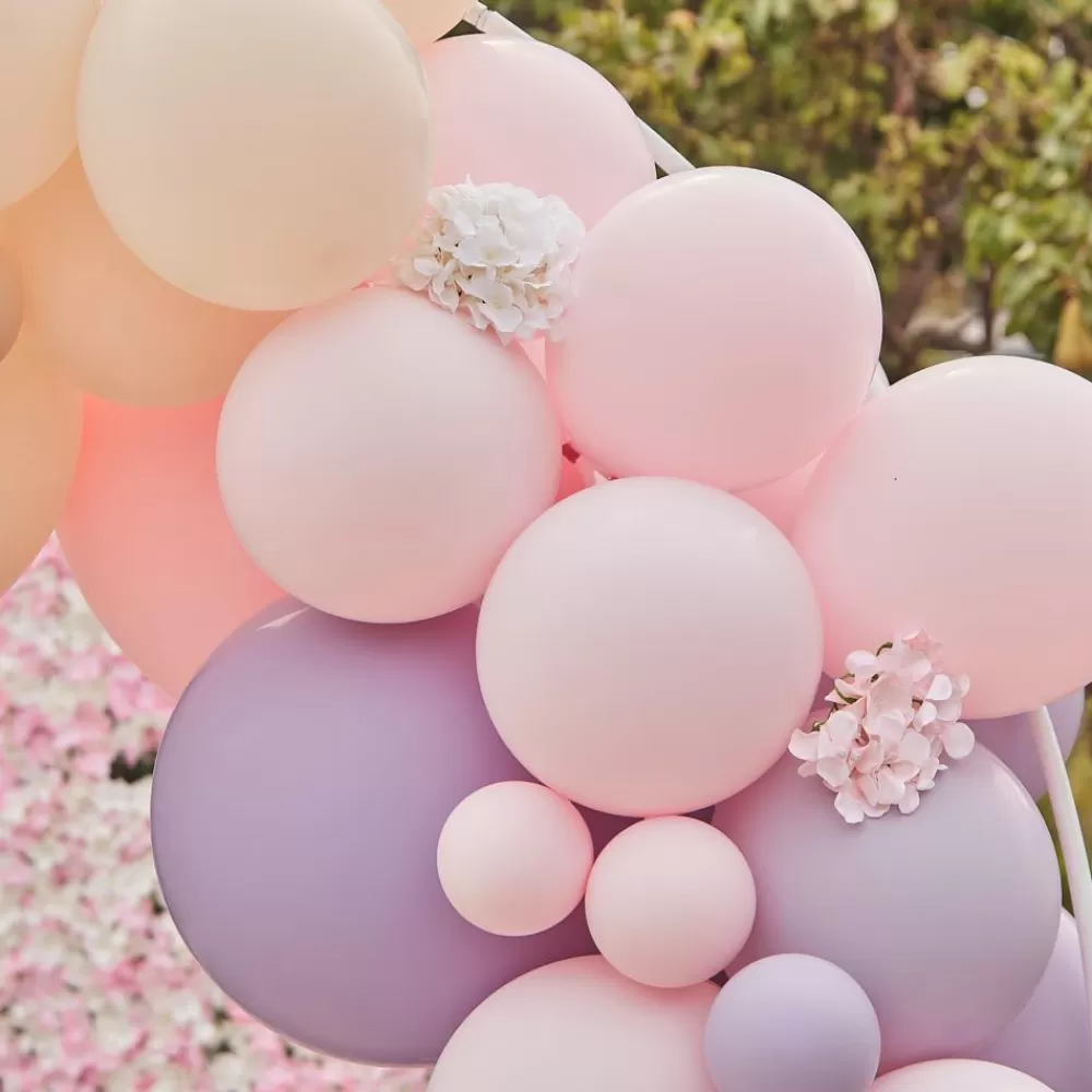 Fashion Balloon Arch: Giant Purple Arch With Flowers Balloon Arch