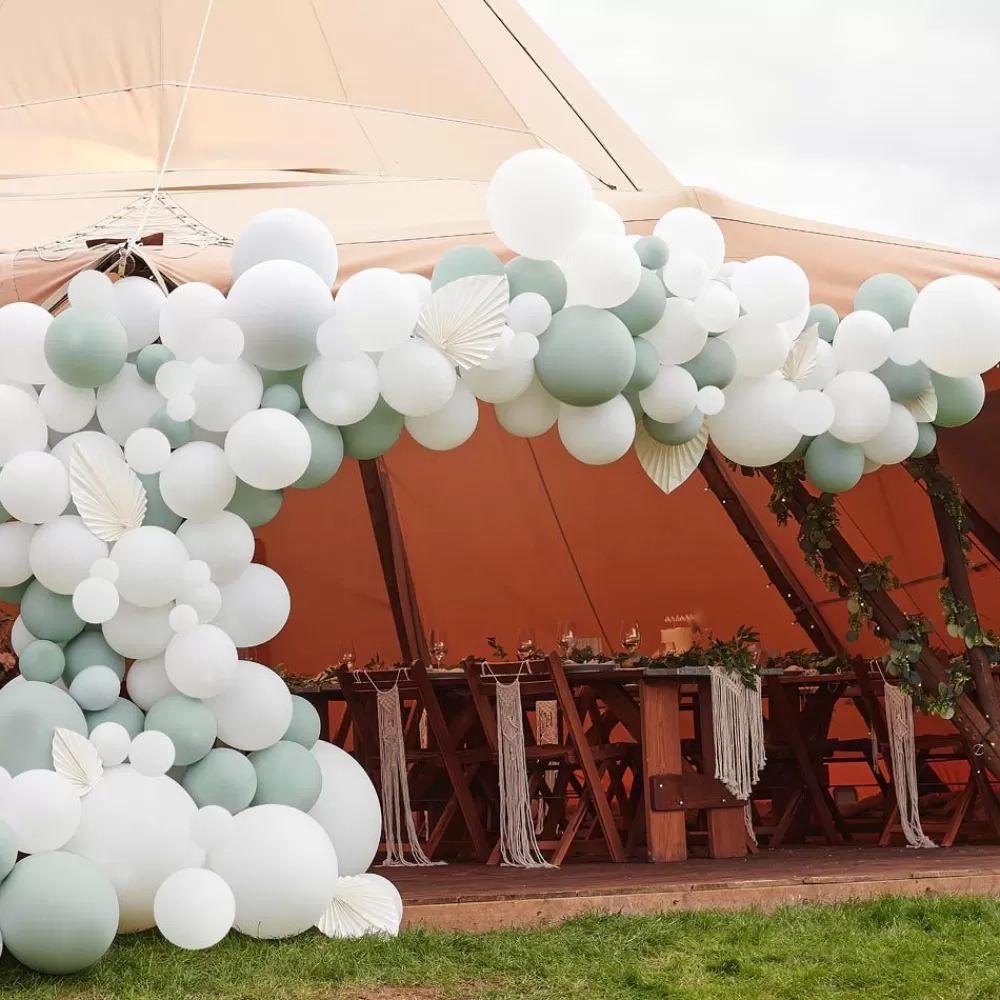 Cheap Balloon Arch: Sage And White Arch Balloon Arch