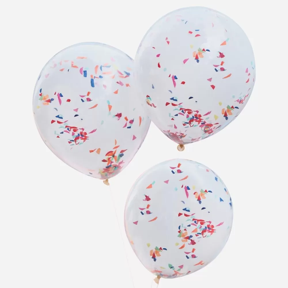 Online Balloons: 3 Double Confetti Balloons Plain Balloons