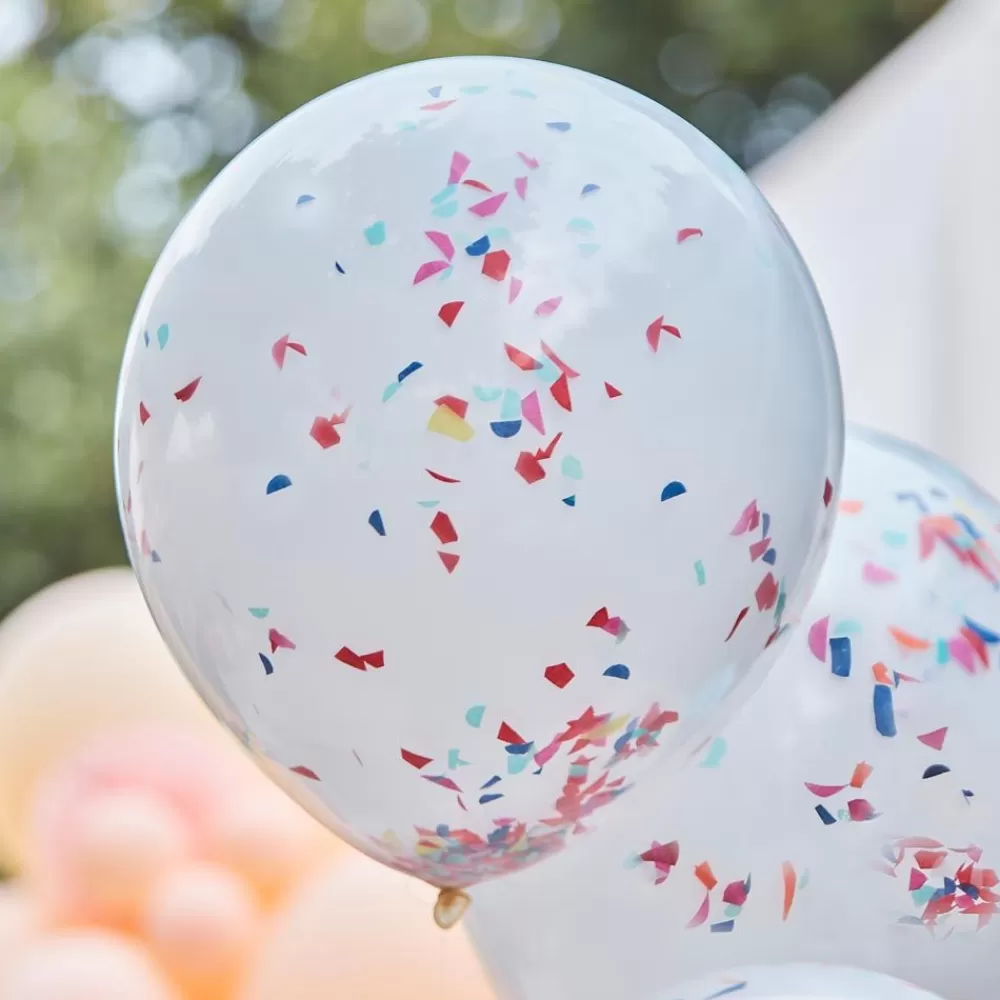 Online Balloons: 3 Double Confetti Balloons Plain Balloons