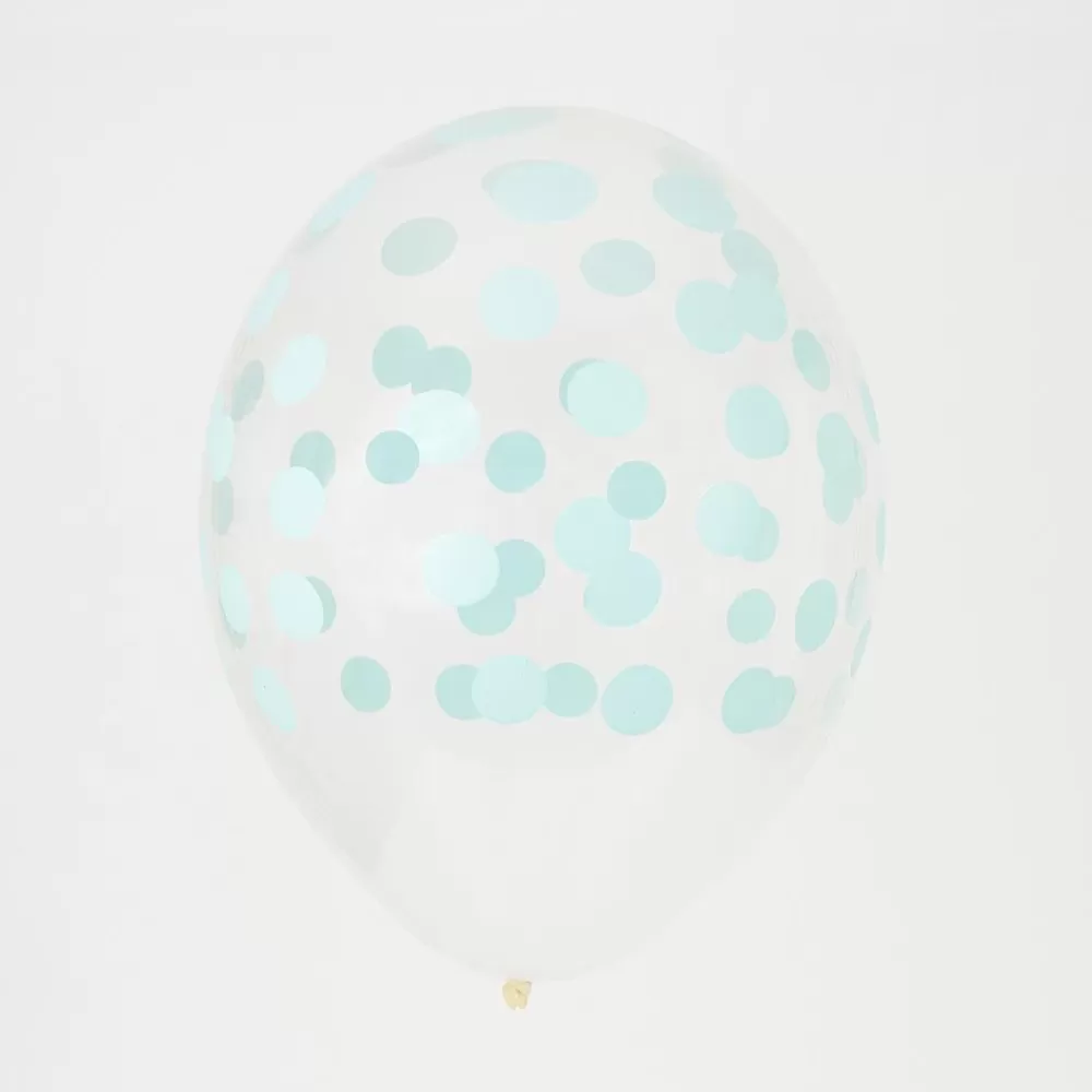 Online Balloons: 5 Aqua Confetti Balloons Patterned Balloons