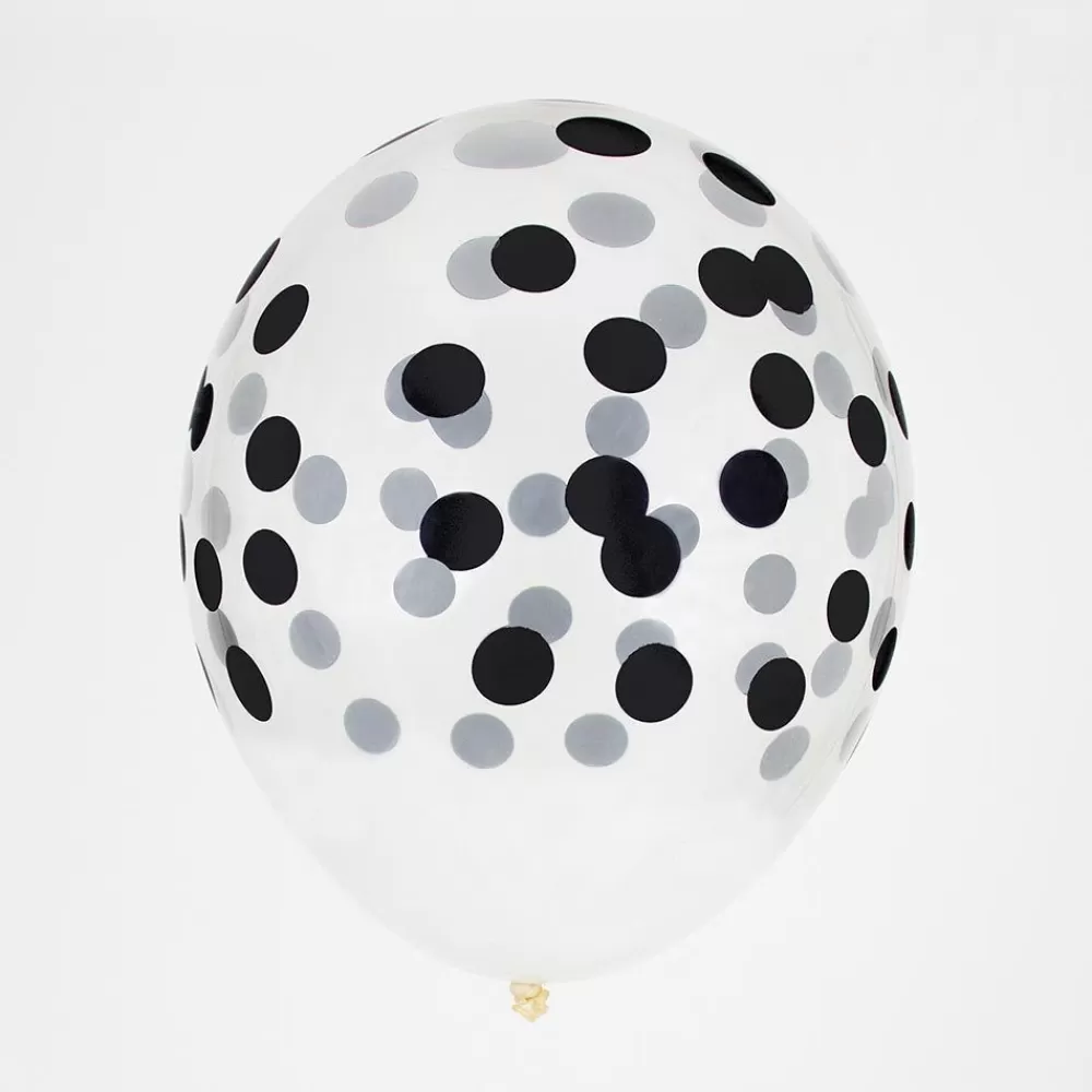 Cheap Balloons: 5 Black Confetti Balloons Patterned Balloons