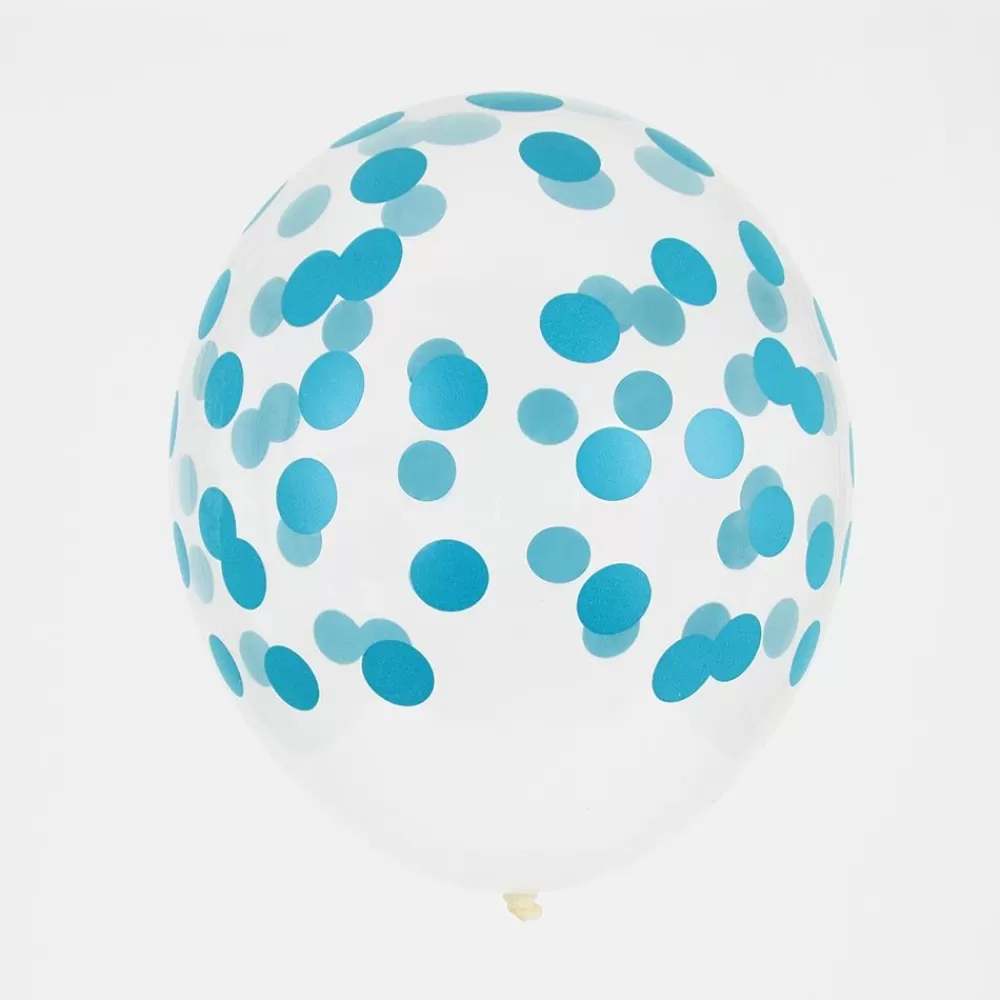 Cheap Balloons: 5 Blue Confetti Balloons Patterned Balloons