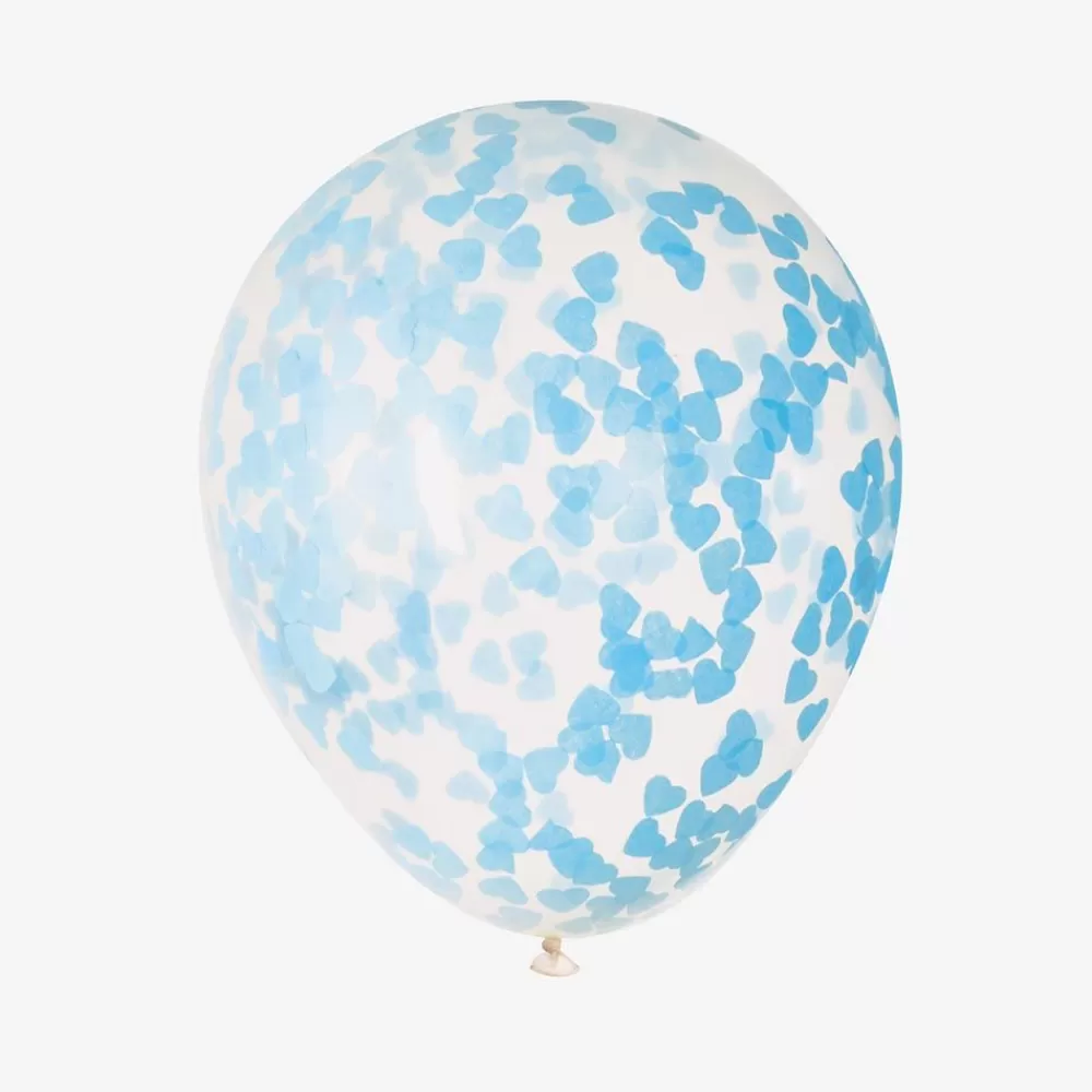 Best Balloons: 5 Blue Heart Confetti Balloons Plain Balloons