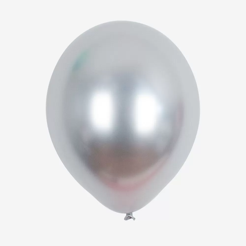 Clearance Balloons: 5 Chrome Silver Balloons Plain Balloons