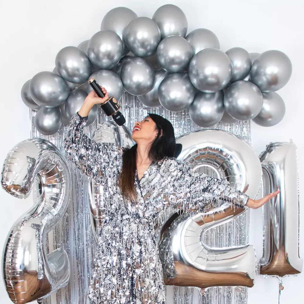 Clearance Balloons: 5 Chrome Silver Balloons Plain Balloons