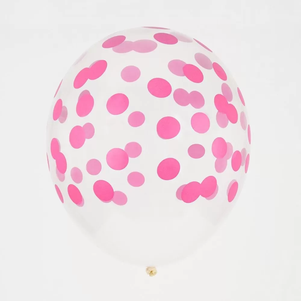 Fashion Balloons: 5 Fuchsia Confetti Balloons Patterned Balloons