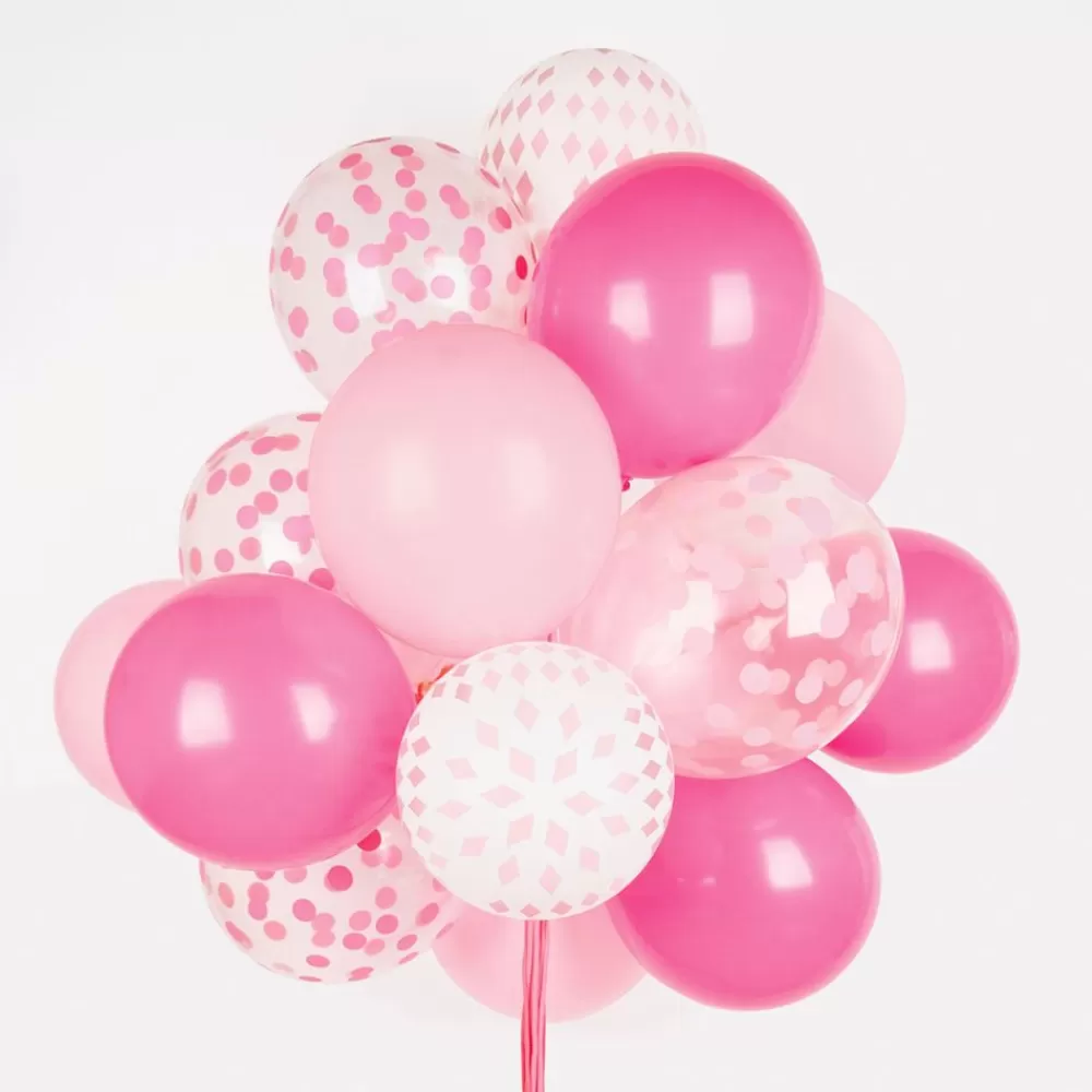 Fashion Balloons: 5 Fuchsia Confetti Balloons Patterned Balloons