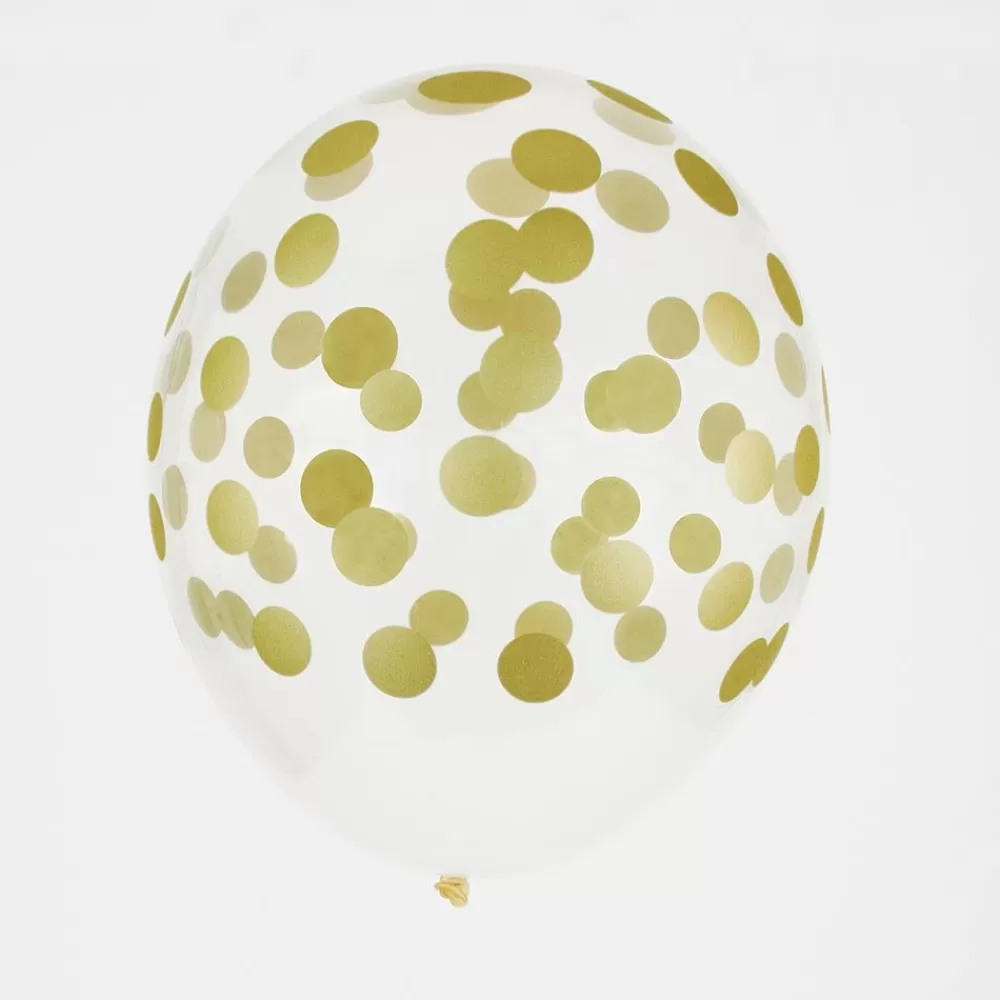 Hot Balloons: 5 Golden Confetti Balloons Patterned Balloons