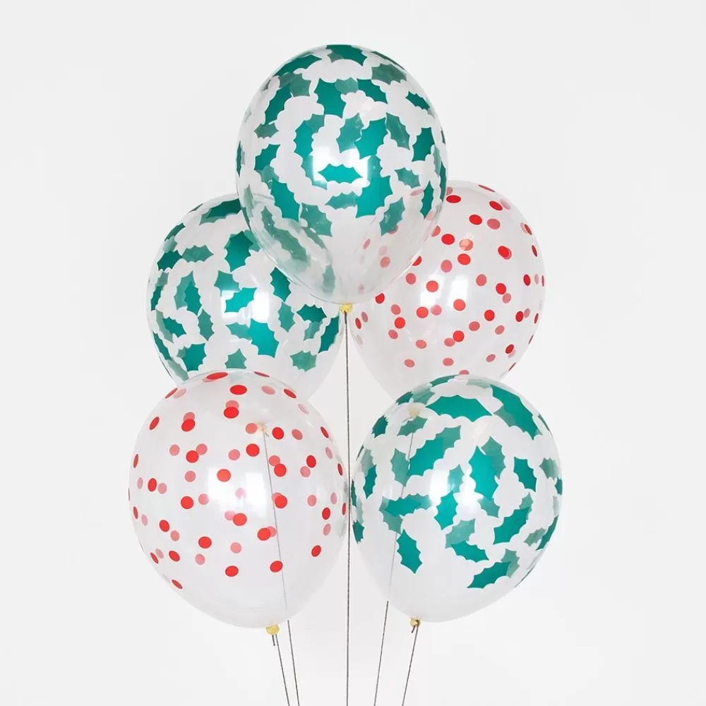 Flash Sale Balloons: 5 Holly Christmas Balloons Patterned Balloons