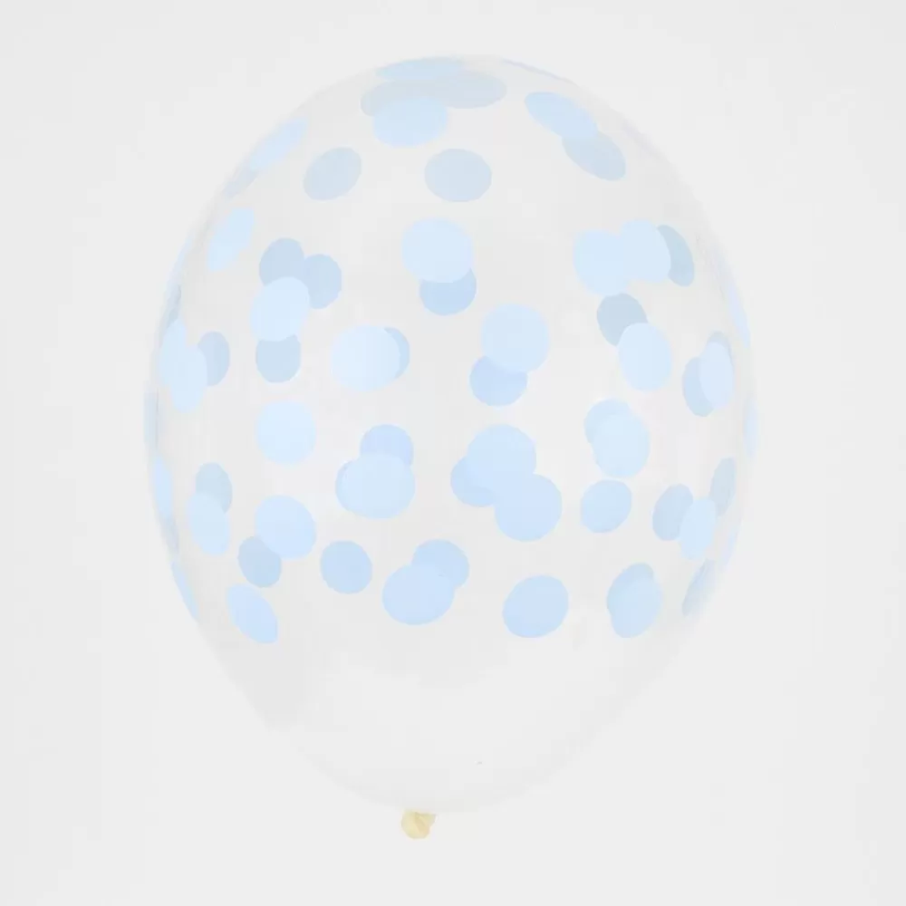 New Balloons: 5 Light Blue Confetti Balloons Patterned Balloons