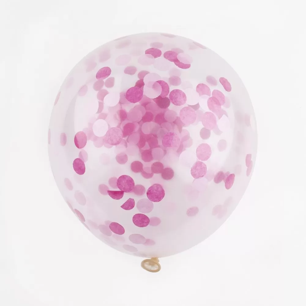 Discount Balloons: 5 Pink Confetti Balloons Plain Balloons