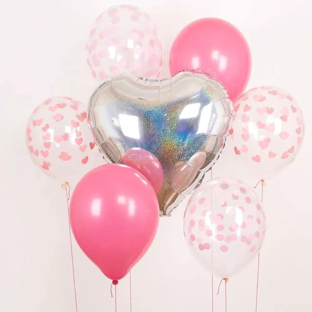 Cheap Balloons: 5 Pink Confetti Balloons Patterned Balloons