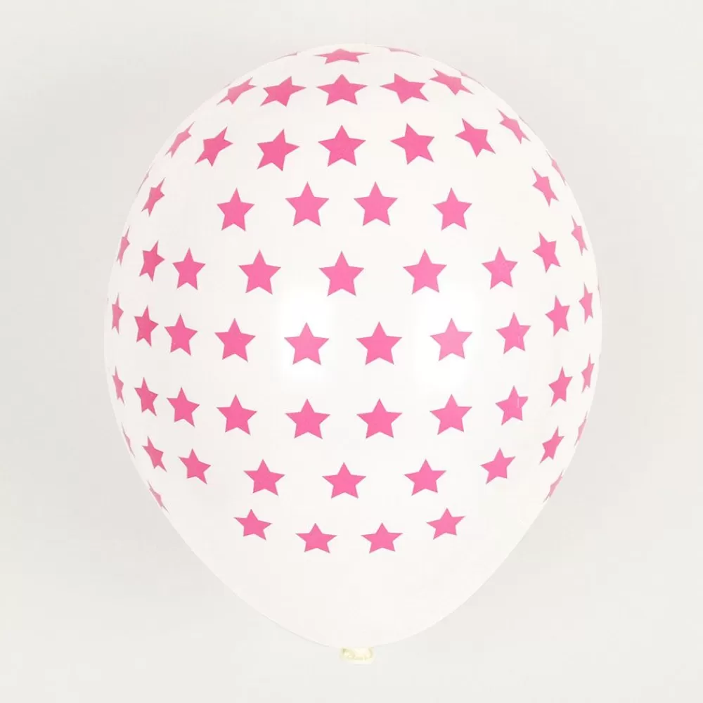 Store Balloons: 5 Pink Star Balloons Patterned Balloons