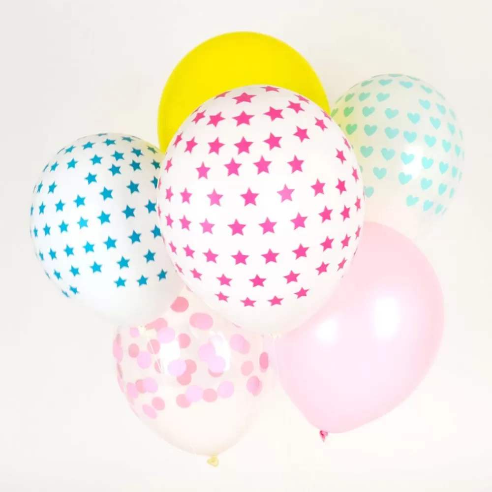 Store Balloons: 5 Pink Star Balloons Patterned Balloons