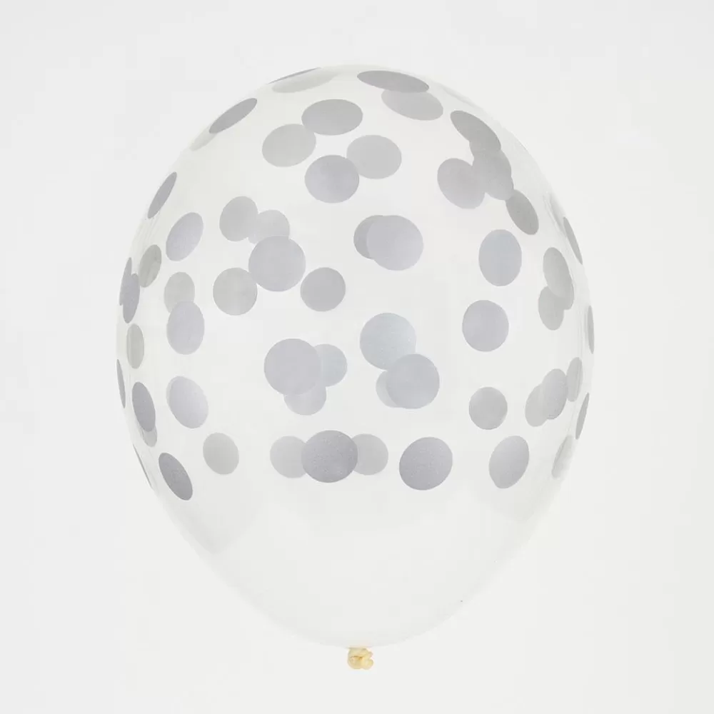 Outlet Balloons: 5 Silver Confetti Balloons Patterned Balloons