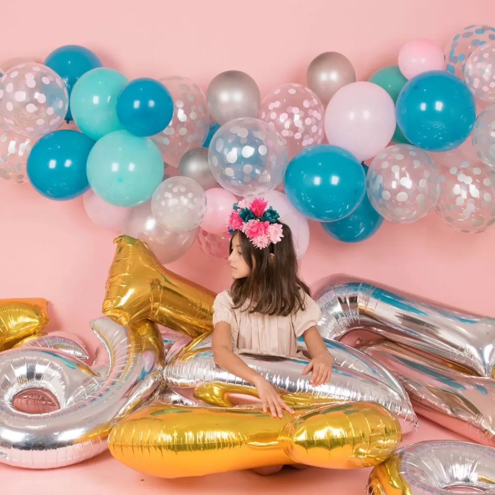 Outlet Balloons: 5 Silver Confetti Balloons Patterned Balloons