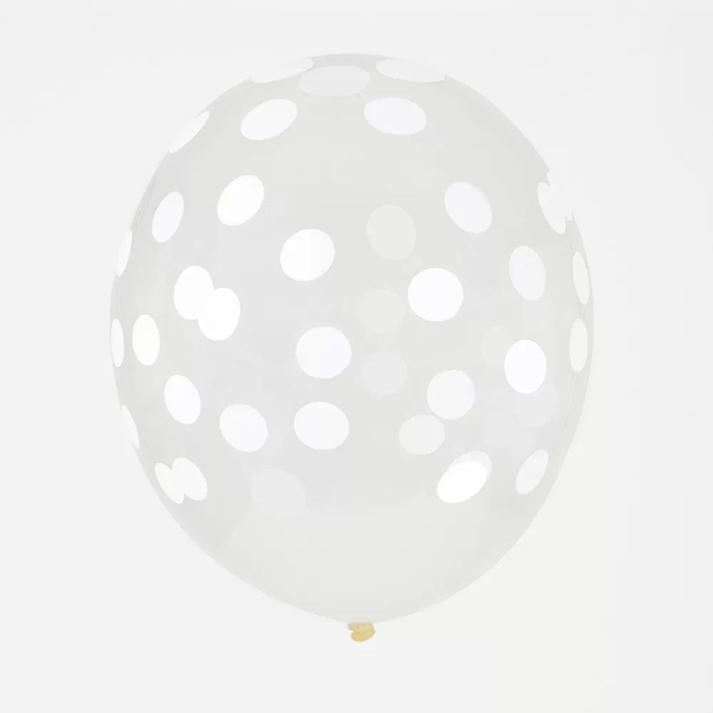 Fashion Balloons: 5 White Confetti Balloons Patterned Balloons