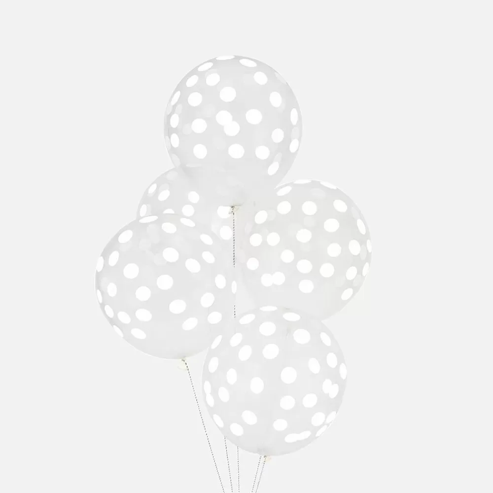 Fashion Balloons: 5 White Confetti Balloons Patterned Balloons