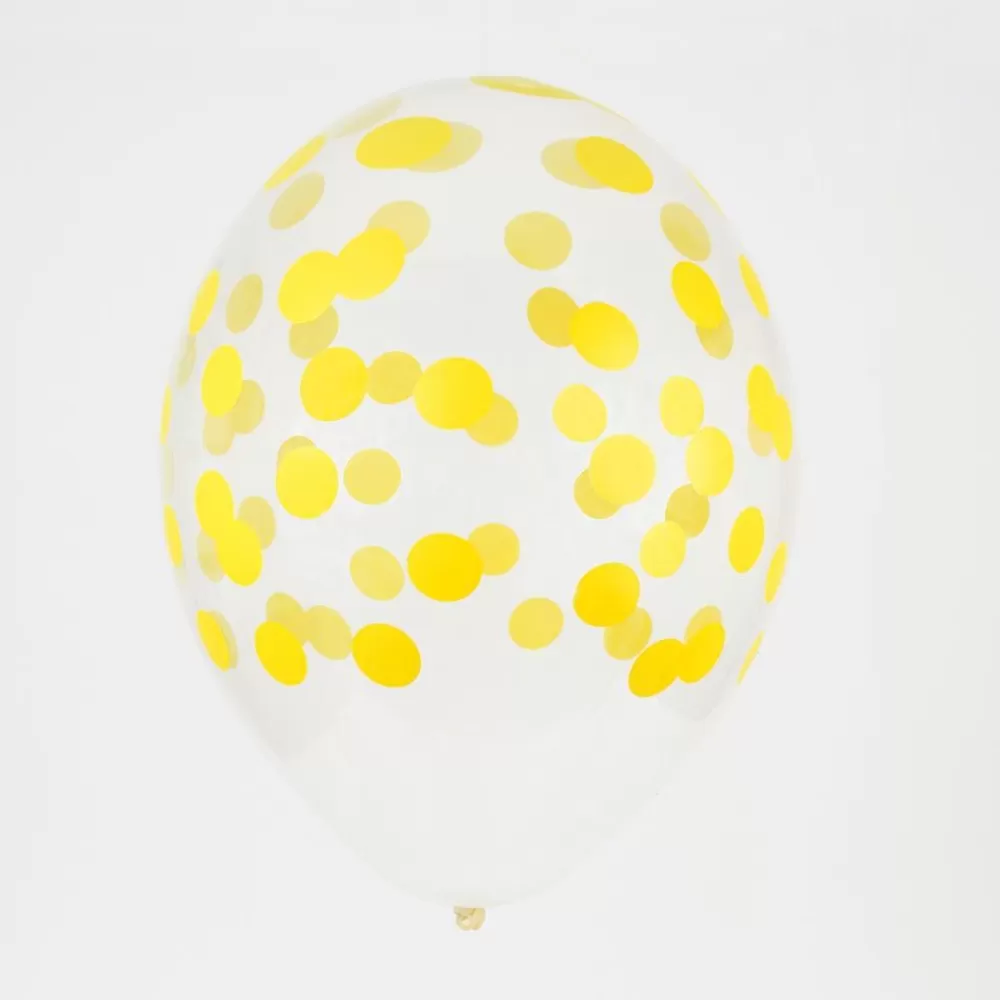 Cheap Balloons: 5 Yellow Confetti Balloons Patterned Balloons