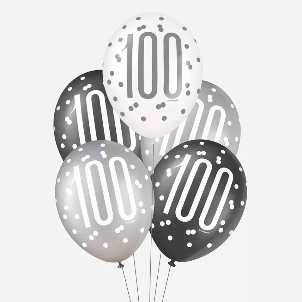 Best Sale Balloons: 6 Black 100 Year Old Balloons Patterned Balloons