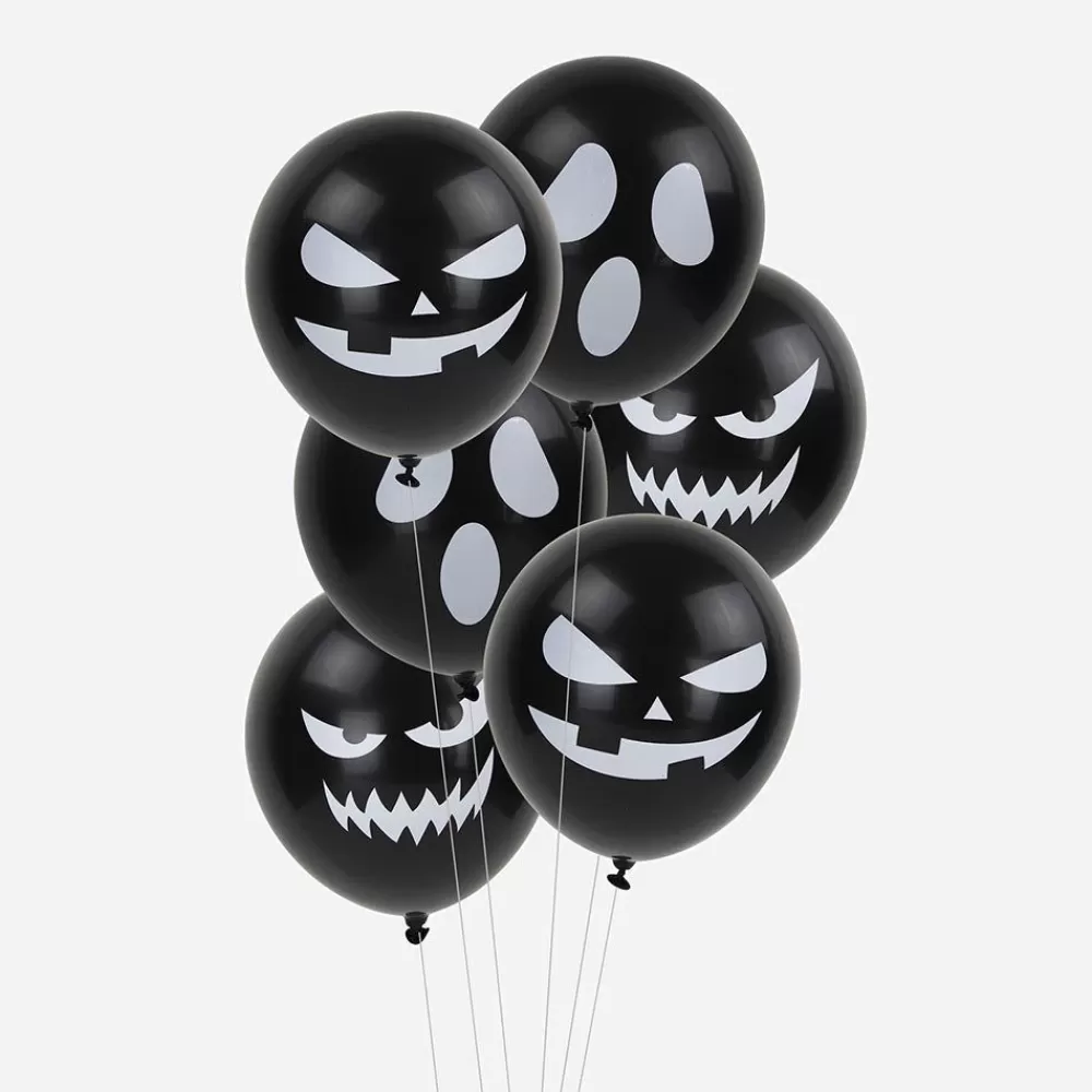 Online Balloons: 6 Black Face Balloons Patterned Balloons