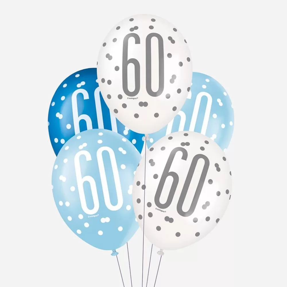 Best Sale Balloons: 6 Blue 60 Years Balloons Patterned Balloons