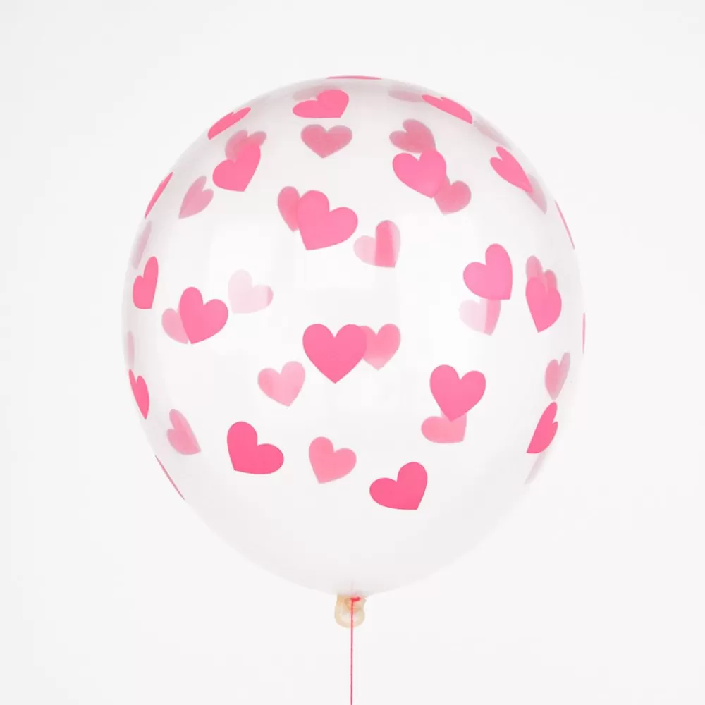 Fashion Balloons: 6 Fuchsia Heart Balloons Patterned Balloons