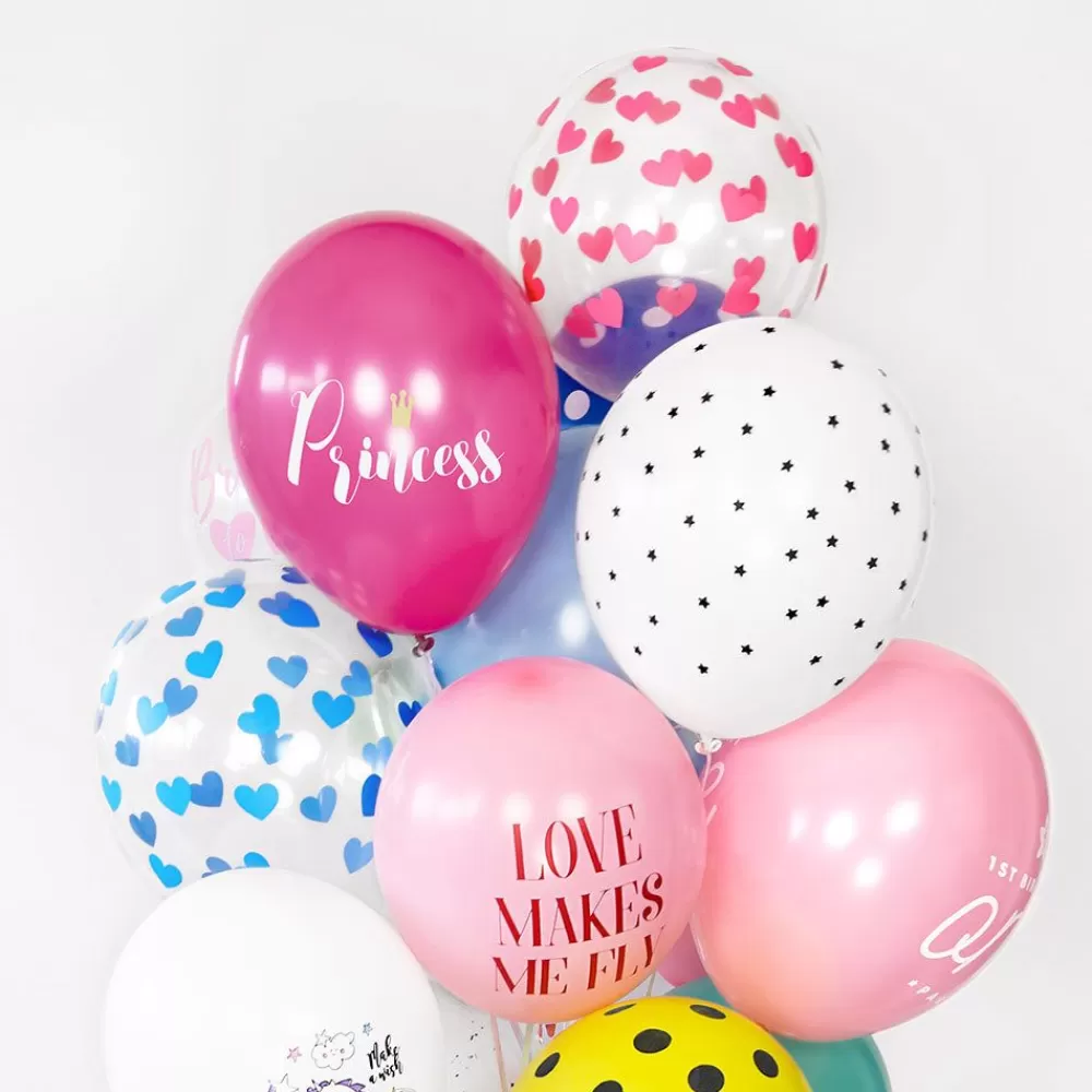 Fashion Balloons: 6 Fuchsia Heart Balloons Patterned Balloons