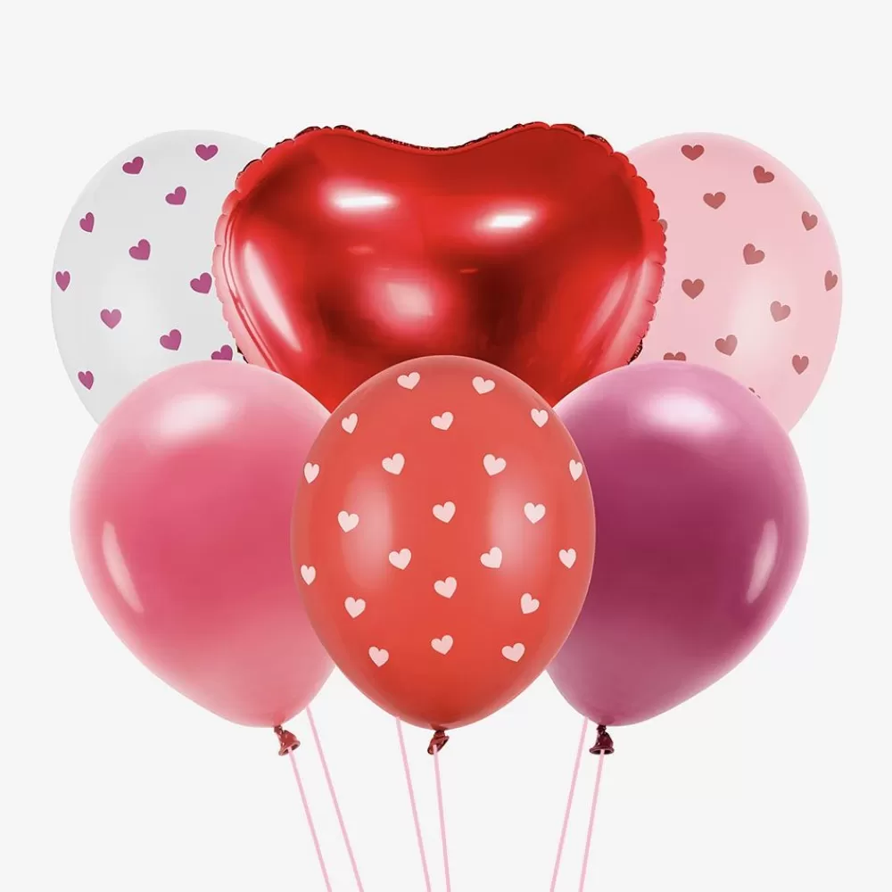 Clearance Balloons: 6 Heart Balloons Patterned Balloons