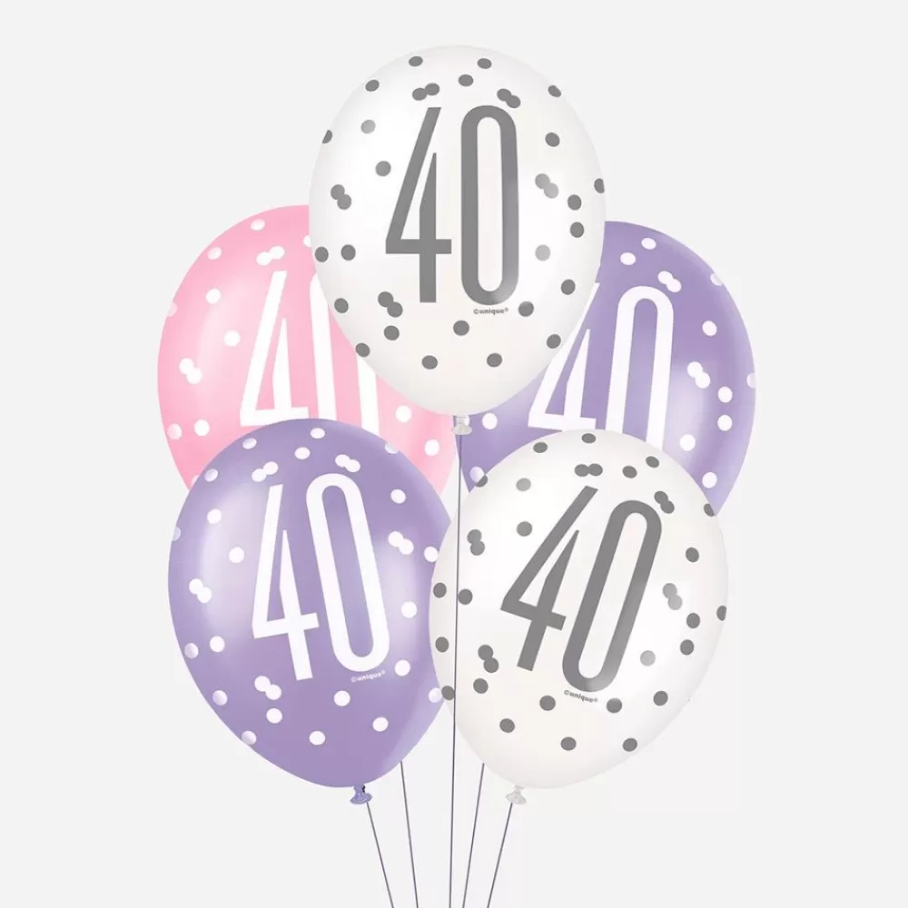 Fashion Balloons: 6 Pink 40Th Birthday Balloons Patterned Balloons