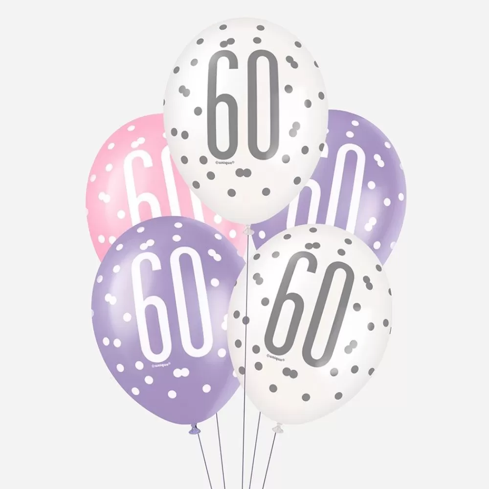 Store Balloons: 6 Pink 60Th Birthday Balloons Patterned Balloons