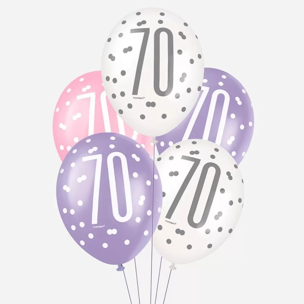 Flash Sale Balloons: 6 Pink 70Th Birthday Balloons Patterned Balloons