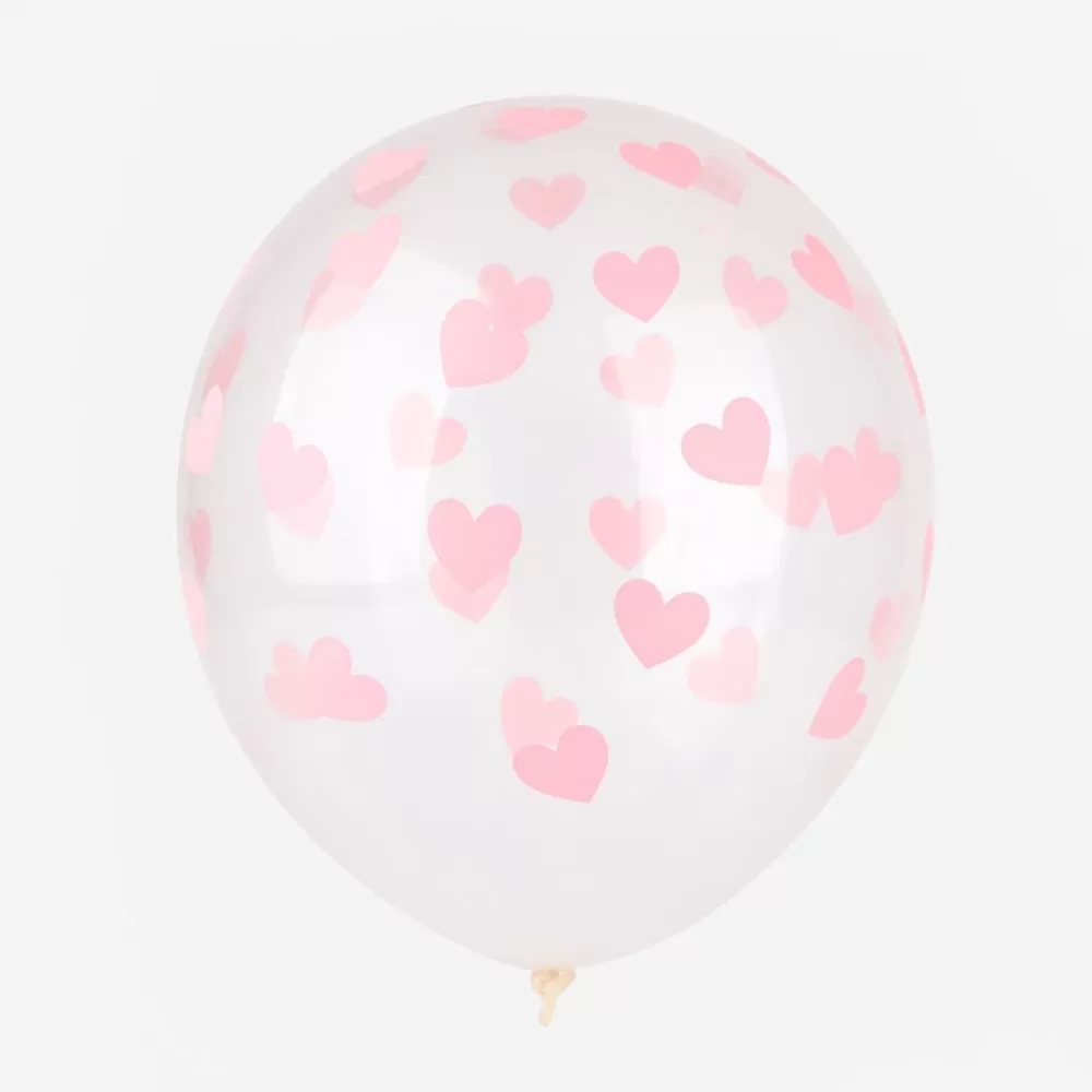 Online Balloons: 6 Pink Heart Balloons Patterned Balloons