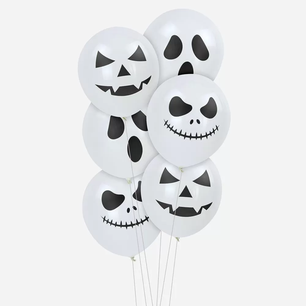 Sale Balloons: 6 White Face Balloons Patterned Balloons