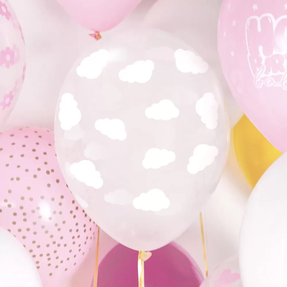 Hot Balloons: White Cloud Balloons Patterned Balloons