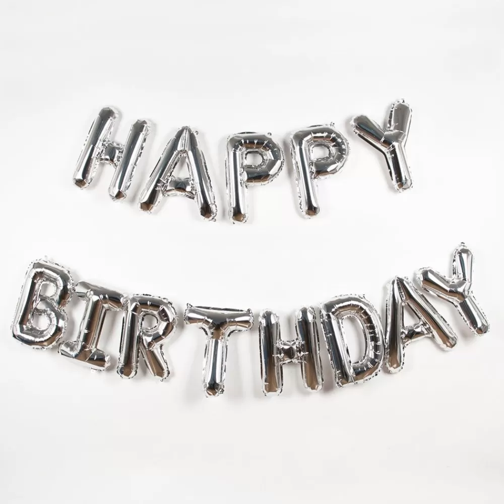 Sale Birthday Balloon - Happy Birthday Silver Letter Balloons