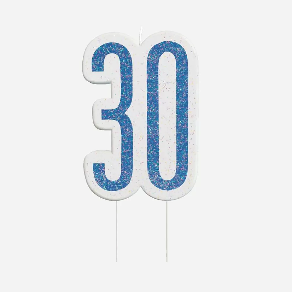 Online Birthday Candle: 1 Blue 30Th Birthday Candle Birthday Candles