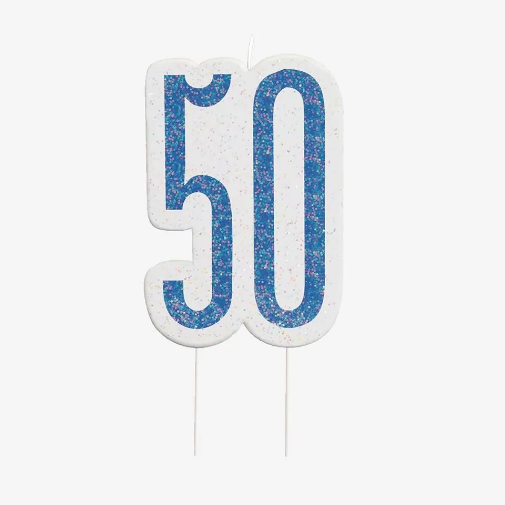 Sale Birthday Candle: 1 Blue 50Th Birthday Candle Birthday Candles