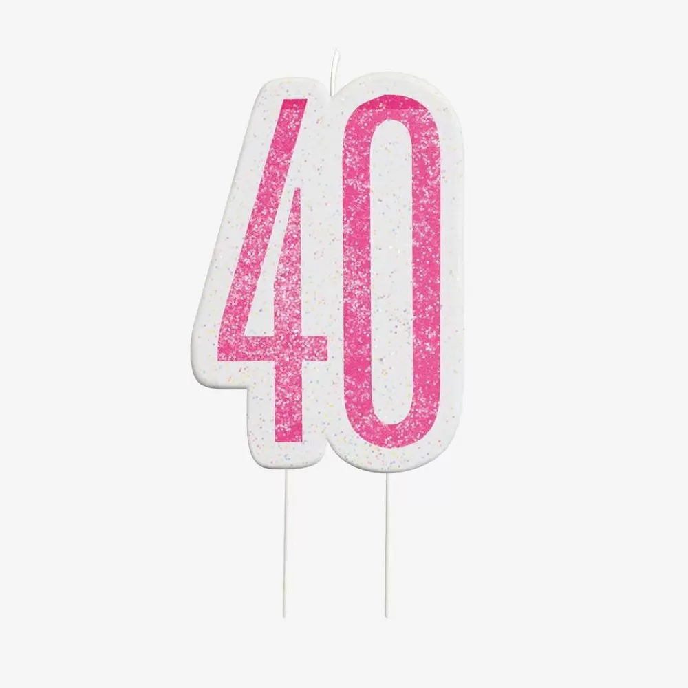 Clearance Birthday Candle: 1 Pink 40Th Birthday Candle Birthday Candles