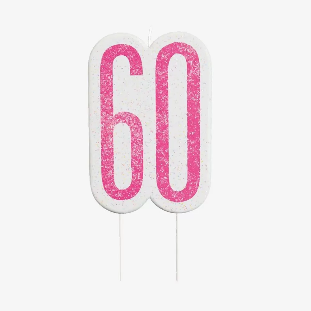 Online Birthday Candle: 1 Pink 60Th Birthday Candle Birthday Candles