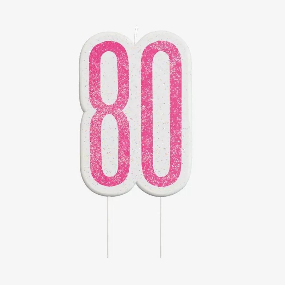 Hot Birthday Candle: 1 Pink 80Th Birthday Candle Birthday Candles