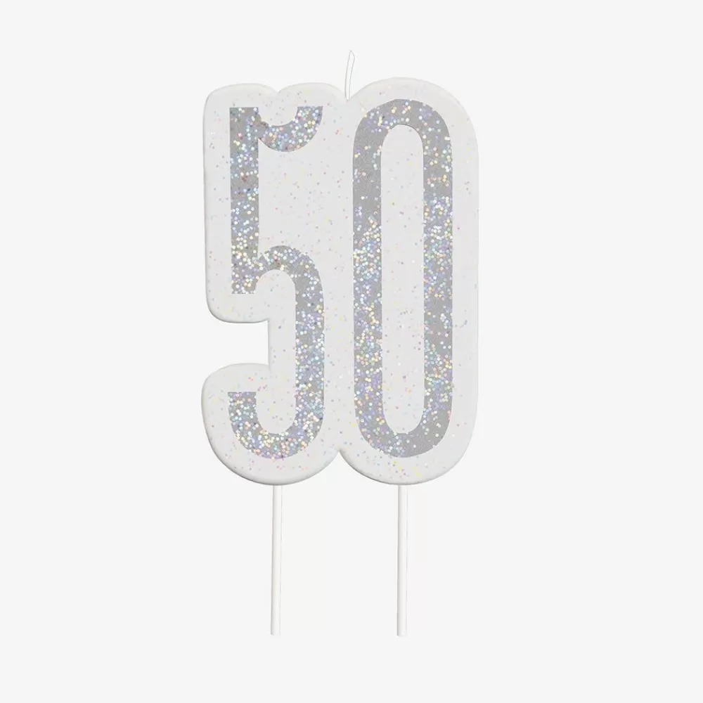 Clearance Birthday Candle: 1 Silver 50Th Birthday Candle Birthday Candles