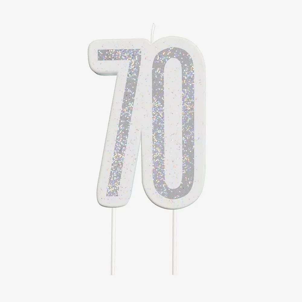 Online Birthday Candle: 1 Silver 70Th Birthday Candle Birthday Candles