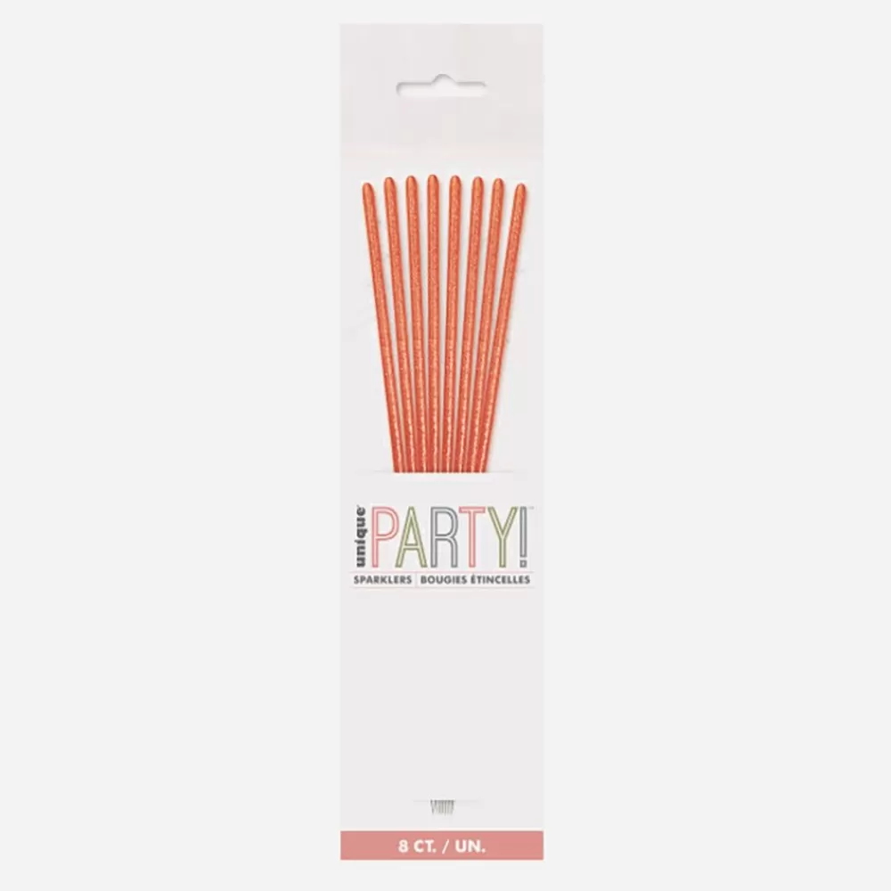 Discount Birthday Candle: 8 Rose Gold Sparklers Birthday Candles