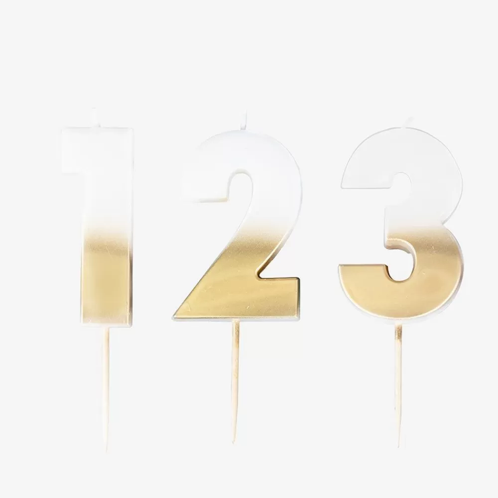 Outlet Birthday Candle: Gold And White Number Candle Birthday Candles