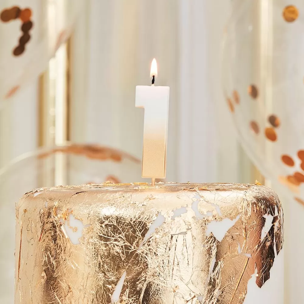 Outlet Birthday Candle: Gold And White Number Candle Birthday Candles