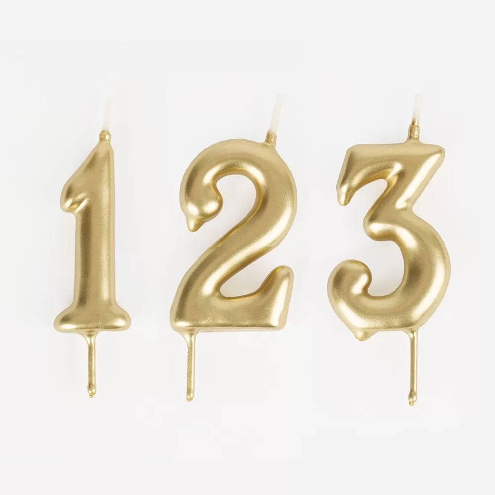 Cheap Birthday Candle: Golden Number Candle Birthday Candles