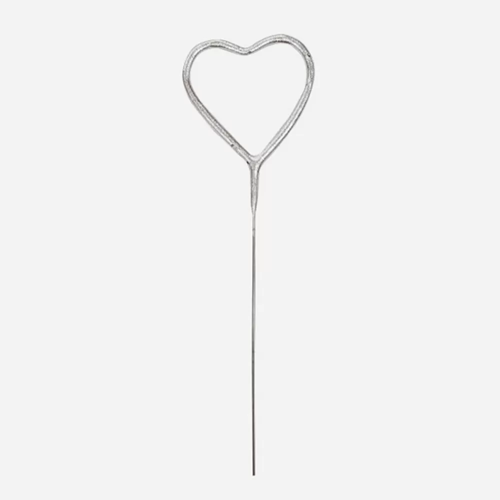 Clearance Birthday Candle: Silver Heart Sparkler Birthday Candles