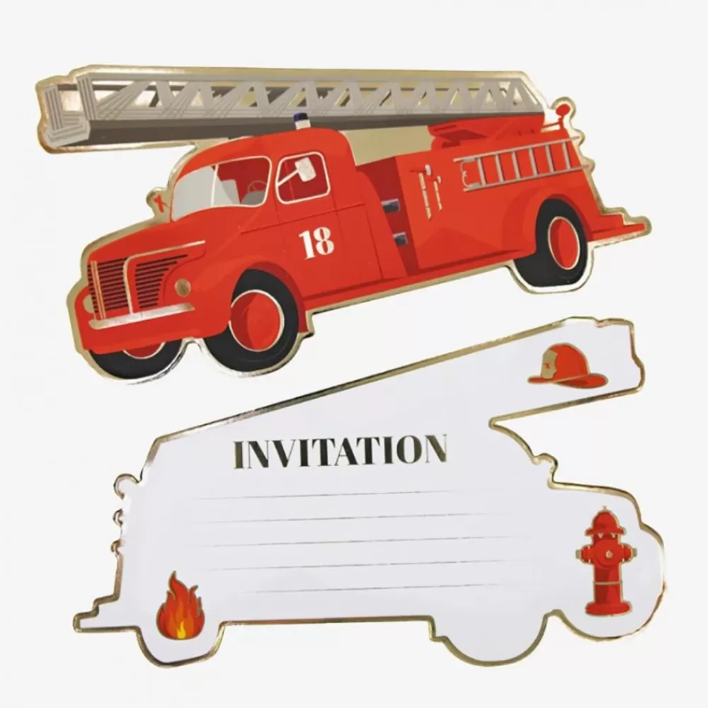 Hot Birthday Invitation: 8 Firefighter Invitations Invitations